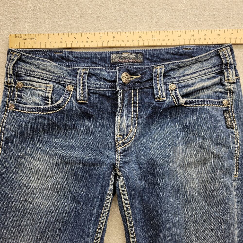 Silver Jeans Women's 32 x 29 Suki Western Glove Works Straight Leg Fit Blue - Picture 4 of 9